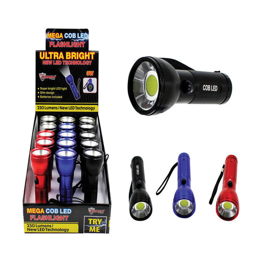 Home Plus 250 lumens Assorted LED COB Flashlight AAA Battery (Pack of 15)