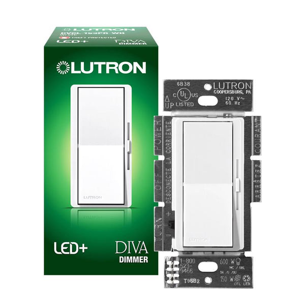 Interruptor de atenuación basculante Lutron Diva White de 150 W (paquete de 1)