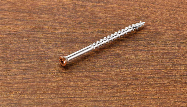 Tornillos para cubierta con cabeza embellecedora en forma de estrella color marrón Starborn Headcote n.º 8 x 2-1/2 pulg. L, paquete de 350
