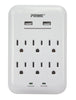 Prime 6 outlets Surge Protector with USB Port White 1200 J