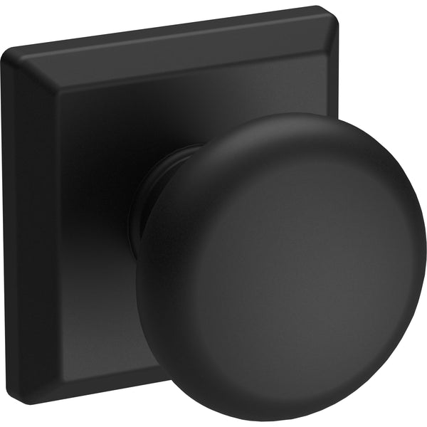 PS.ROU.TSR.190.6L.DS Round Knob / Square Rose Passage - Satin Black