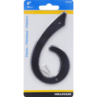 Hillman 4 in. Black Plastic Nail-On Number 6 1 pc (Pack of 10)