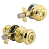 Kwikset SmartKey Juno Polished Brass Entry Knob and Single Cylinder Deadbolt KW1 1-3/4 in.