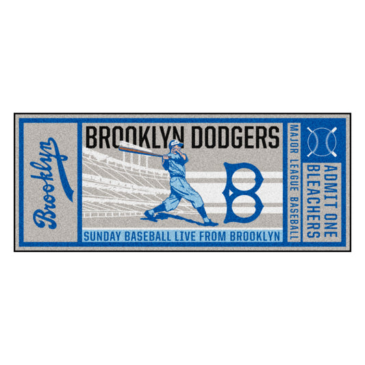 MLB - Los Angeles Dodgers Retro Collection Ticket Runner Rug - 30in. x 72in. - (1944 Brooklyn Dodgers)