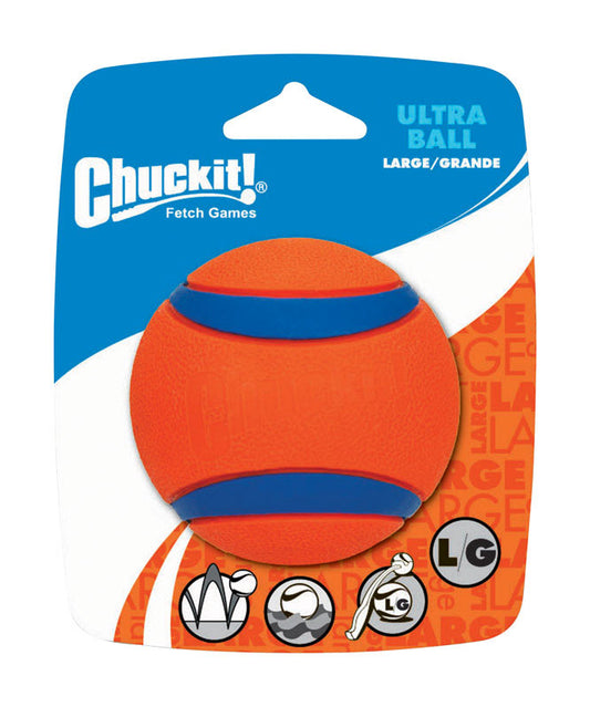 Chuckit Ultra Ball Blue/Orange Rubber Fetch Ball Dog Toy Large 1 pk