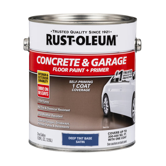 Rust-Oleum Concrete & Garage Satin Deep Tint Base Water-Based Acrylic Concrete Floor Paint 1 gal (Pack of 2)