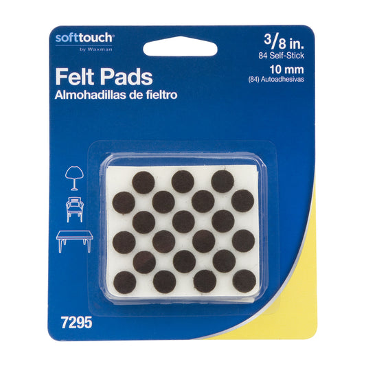 Softtouch Felt Self Adhesive Protective Pad Brown Round 3/8 in. W 84 pk