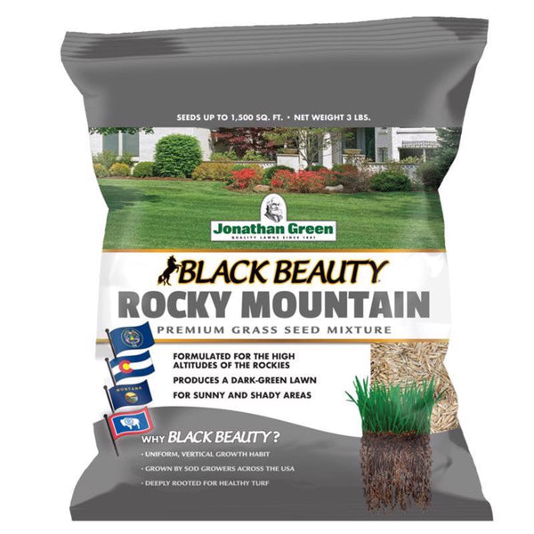 Semillas de césped Black Beauty Rocky Mountain de Jonathan Green para sol o sombra, 1 lb