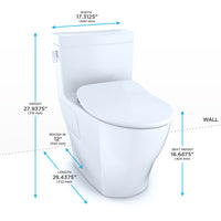 TOTO Legato One-Piece Elongated 1.28 GPF Toilet with CEFIONTECT and SoftClose Seat, WASHLET+ Ready, Cotton White - MS624234CEFG#01
