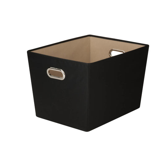 Honey-Can-Do Black Storage Bin with Handles 12.75 in. H X 17.5 in. W X 18.5 in. D Stackable