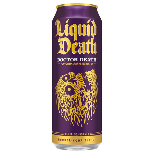 Agua mineral natural con gas Doctor Death Liquid Death, 19.2 fl. oz., paquete de 1 (paquete de 12)