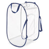 Whitmor Blue/White Fabric Collapsible Hamper