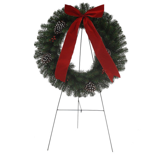 Holiday Bright Lights 30 in.   D Decorated Memorial Christmas Wreath with Stand (Pack of 4).