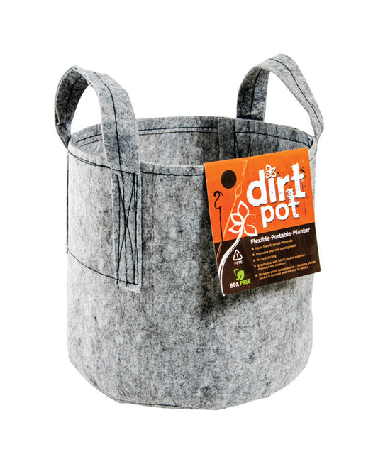 Hydrofarm Dirt Pot 11-3/4 in. H X 14 in. D Fabric Planter Gray