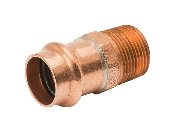 Adaptador de cobre MIP NIBCO Press System de 3/4 in de prensado x 3/4 in de diámetro MIP, paquete de 1 - Caja abierta