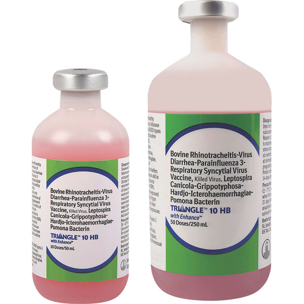 Boehringer Ingelheim Triangle HB 10 Livestock Vaccine, Respiratory and Reproductive Protection for Cattle Including IBR BVD BRSV PI3 Leptospirosis, 50 mL