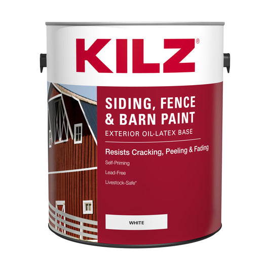 Kilz White Oil/Water-Based Latex Siding, Fence and Barn Paint Outdoor 1 gal. (Pack of 4)