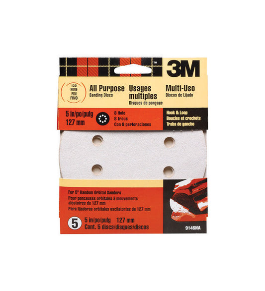 3M 5 in. Aluminum Oxide Hook and Loop Sanding Disc 120 Grit Fine 5 pk (Pack of 5)
