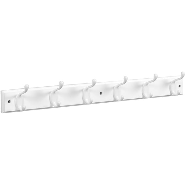 B8170 27â€ x 2-3/4" x 3/5" Hookrail with 6 Coat Hooks - White with White Rail