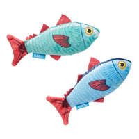 Bark Blue/Red Plush Mike & Mike The Trout Twins Dog Toy 2 pk (Pack of 3)
