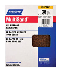 Norton MultiSand 11 in. L x 9 in. W 36 Grit Aluminum Oxide All Purpose Sandpaper 25 pk (Pack of 25)