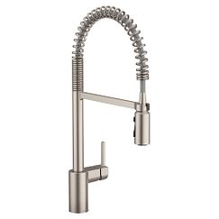 spot resist stainless one-handle pre-rinse spring pulldown kitchen faucet