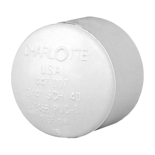 Charlotte Pipe Schedule 40 3/4 in. Socket x 3/4 in. Dia. Socket PVC Cap (Pack of 25)
