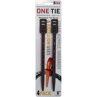 One Tie 8 in. L Black Reusable Tie Strap 4 pk