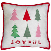 Celebrations Home Multicolored Assorted trees and Joyful Plush Pillow Indoor Christmas Decor 16 in. (Pack of 4)