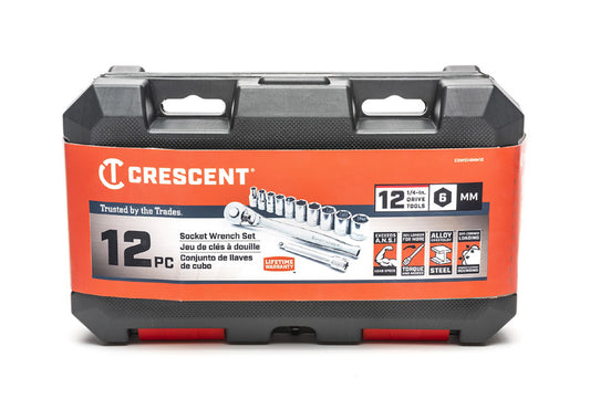 Crescent 1/4 in. drive Metric 6 Point Mechanic's Tool Set 12 pc