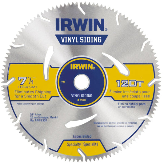 Irwin 7-1/4 in. D X 5/8 in. S Steel Circular Saw Blade 120 teeth (Pack of 10)