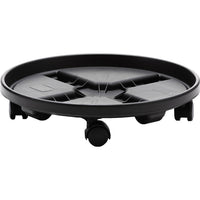 Bloem Round Plant Caddy 12 in. Dia. Plastic Planter Dolly with Wheels Black