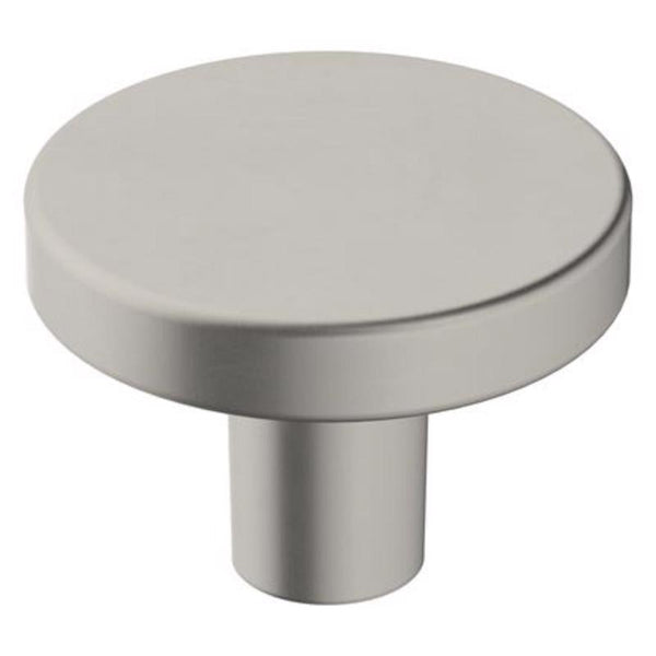 Perilla de gabinete redonda contemporánea Amerock Versa de 1-3/8 pulg. de profundidad y 1 pulg. en níquel satinado, paquete de 6