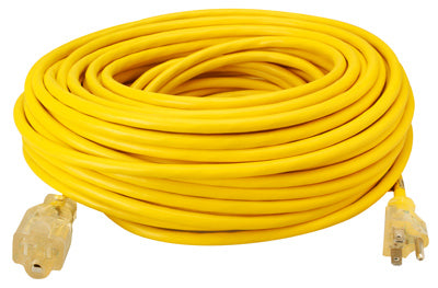 Coleman Cable Outdoor 100 ft. L Yellow Extension Cord 12/3