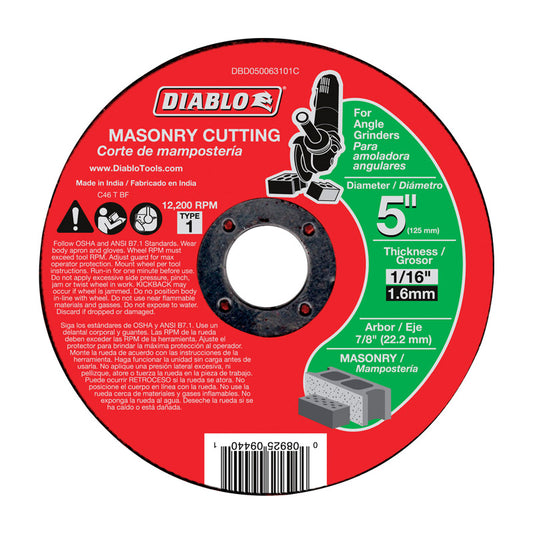 Diablo 5 in. D X 7/8 in. Silicon Carbide Masonry Cut-Off Disc 1 pk