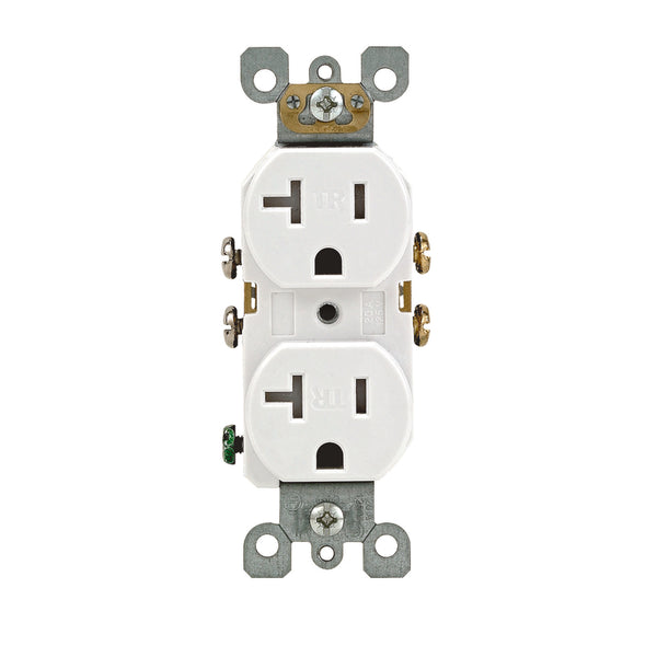 Leviton 20 amperios 125 V Duplex Blanco Tomacorriente 5-20R 1 pk