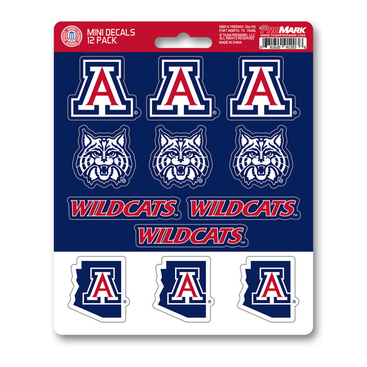 University of Arizona 12 Count Mini Decal Sticker Pack