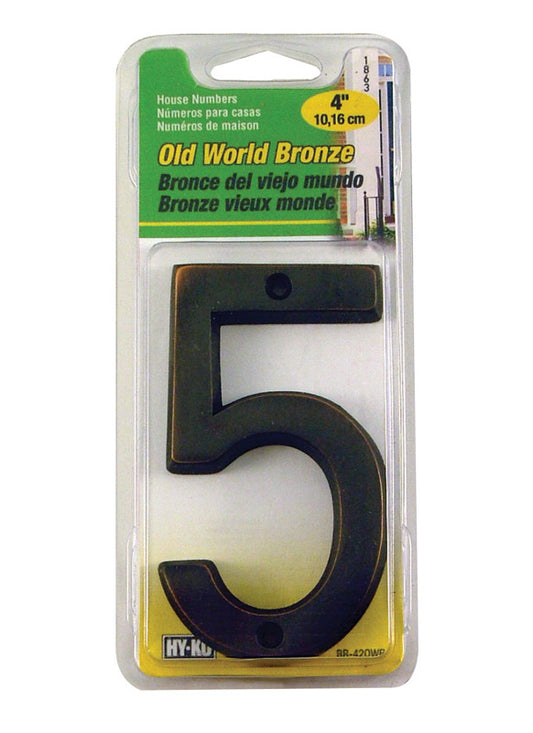 Hy-Ko 4 in. Bronze Brass Nail-On Number 5 1 pc