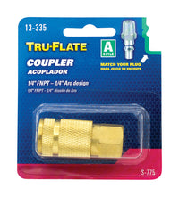 Tru-Flate Brass Air Coupler 1/4 in. Female 1 pc - Open Box