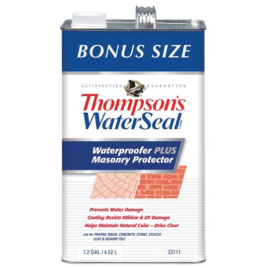 Thompson's WaterSeal Waterproofer PLUS Clear Masonry Waterproof Sealer 1.2 gal. (Pack of 4)