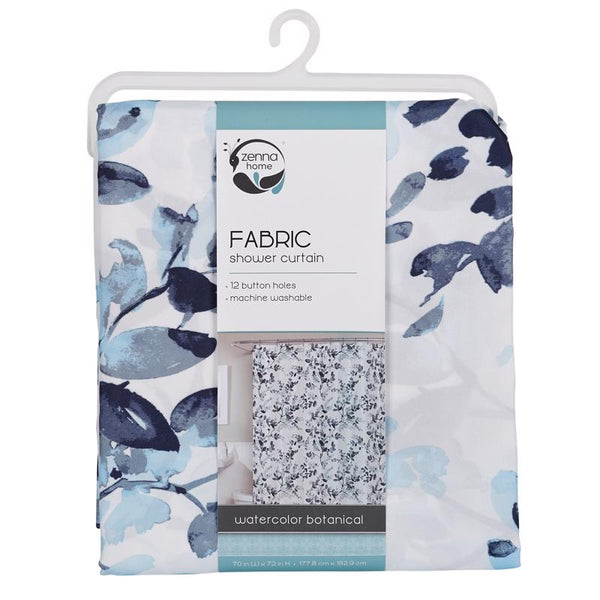 Zenna Home 72 in. H X 70 in. W Blue Botantical Shower Curtain Fabric (Pack of 3)