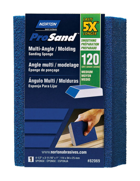 Norton ProSand 4.5 in. L X 3.6875 in. W X 1 in. 120 Grit Medium Multi-Angle Sanding Sponge