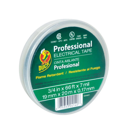 Duck 3/4 in. W x 66 ft. L Green Vinyl Electrical Tape (Pack of 12)