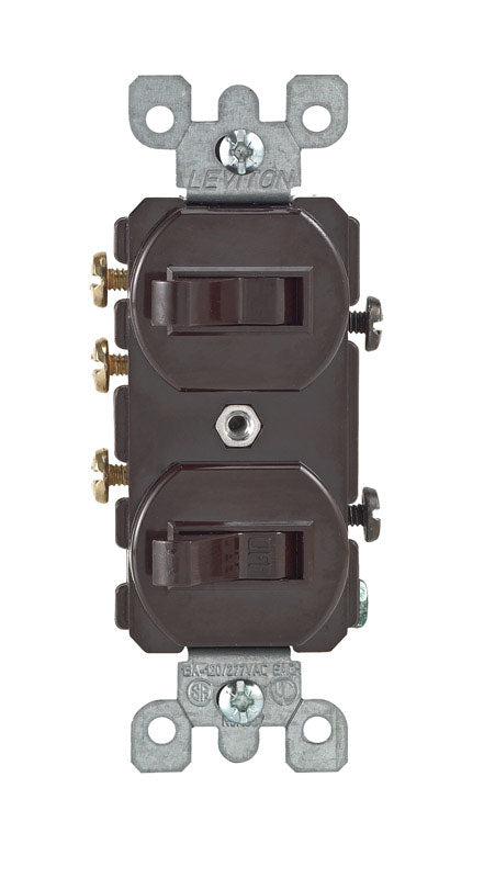 Leviton 15 amps Single Pole or 3-way Rocker Duplex Combination Switch Brown 1 pk