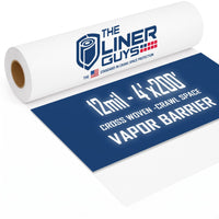The Liner Guys - Wide Roll 12 Mil Crawl Space Vapor Barrier (4' x 200'), Heavy-Duty White Woven Sheeting for Faster Encapsulation, Superior Moisture Protection, and Sub-Slab Use
