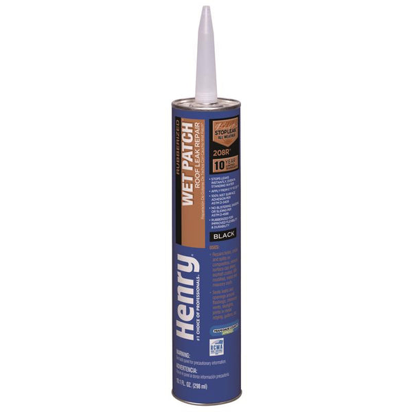 Henry Wet Patch Black Asphalt All-Weather Roof Cement 11 oz  (Pack Of 24)
