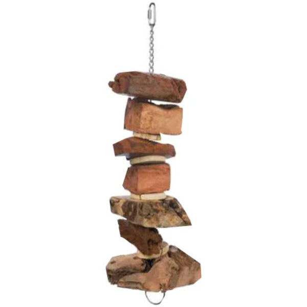 Prevue Pet Munch 'N Crunch Bird Toy XL 7 x 4 x 20 In. Natural Wood Hanging Chew and Foraging Toy for Small to Medium Birds