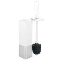 iDesign Metro Toilet Brush and Holder Silver/White