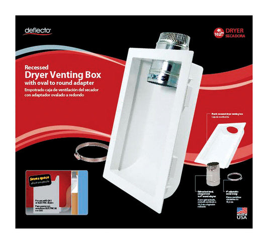 Deflect-O 4.25 in. L X 4 in. D Silver/White Aluminum Dryer Venting Box (Pack of 2)