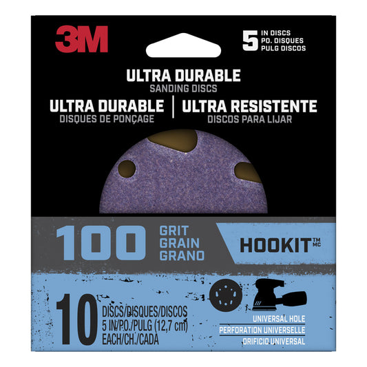3M Hookit 5 in. Ceramic Hook and Loop Ultra Durable Sanding Disc 100 Grit Medium 10 pk